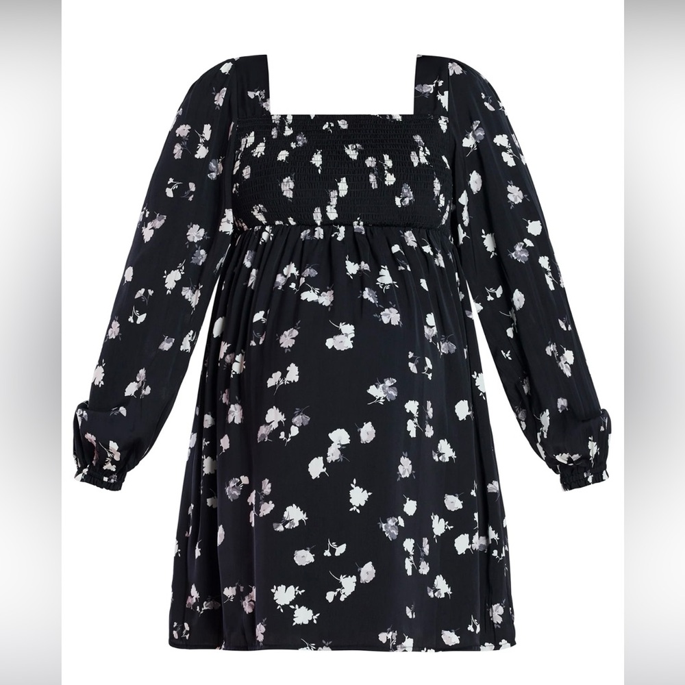 Maternity Motherhood Smocked Babydoll Mini Dress